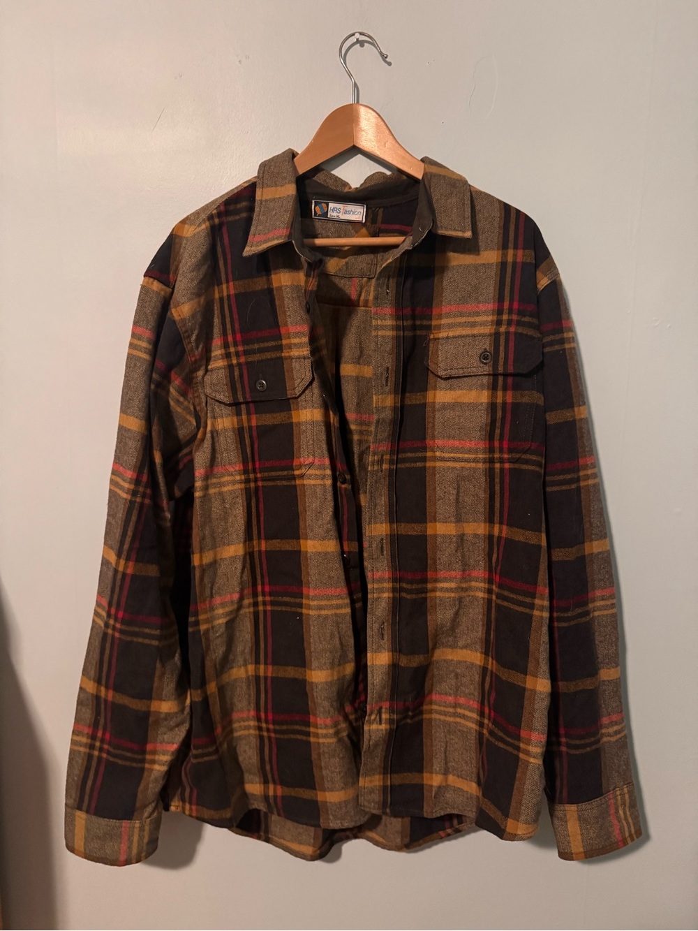 Plaid Flannel Shirt Jacket - Brown/Yellow